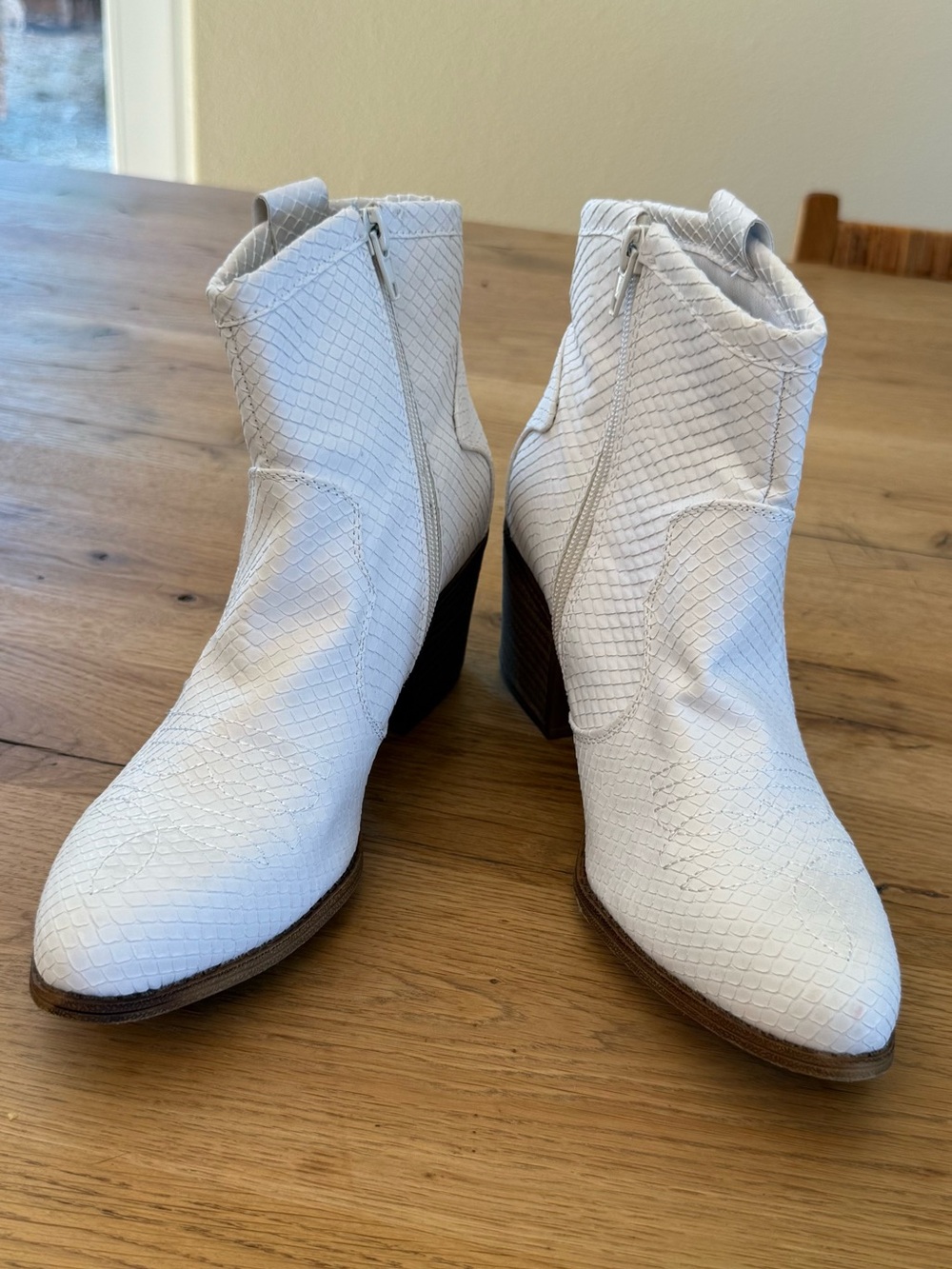 Dirty Laundry White Snakeskin Ankle Booties